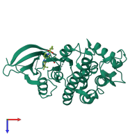 PDB entry 8uv0 coloured by chain, top view.