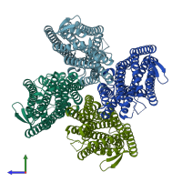 PDB entry 8uvt coloured by chain, side view.