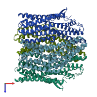 PDB entry 8uvt coloured by chain, top view.
