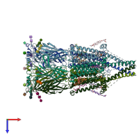 PDB entry 8uzj coloured by chain, top view.