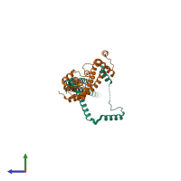 PDB entry 8v2s coloured by chain, side view.