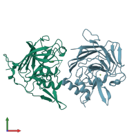 PDB entry 8v31 coloured by chain, front view.