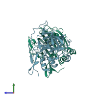 PDB entry 8v31 coloured by chain, side view.