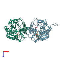 PDB entry 8v4h coloured by chain, top view.