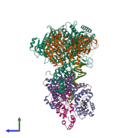 PDB entry 8v6i coloured by chain, side view.