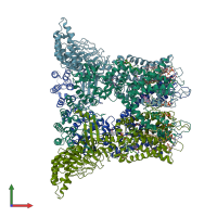 PDB entry 8v6n coloured by chain, front view.