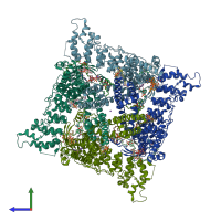 PDB entry 8v6n coloured by chain, side view.