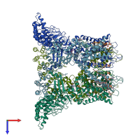 PDB entry 8v6n coloured by chain, top view.