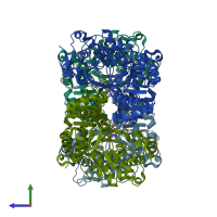 PDB entry 8v6p coloured by chain, side view.