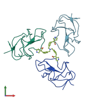 PDB entry 8v8z coloured by chain, front view.