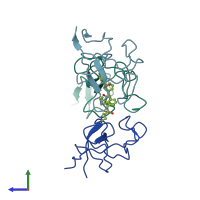 PDB entry 8v8z coloured by chain, side view.