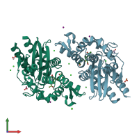 PDB entry 8v9h coloured by chain, front view.