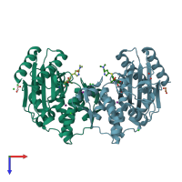 PDB entry 8v9h coloured by chain, top view.