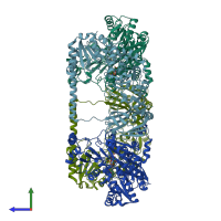 PDB entry 8va1 coloured by chain, side view.