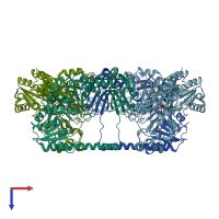 PDB entry 8va1 coloured by chain, top view.