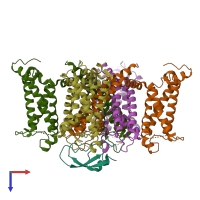 PDB entry 8vc3 coloured by chain, top view.