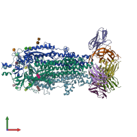 PDB entry 8vcr coloured by chain, front view.