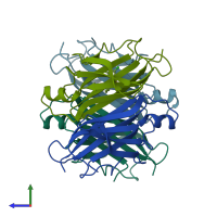 PDB entry 8ve5 coloured by chain, side view.