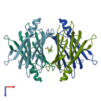 PDB entry 8ve5 coloured by chain, top view.