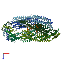 PDB entry 8ves coloured by chain, top view.