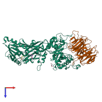 PDB entry 8vew coloured by chain, top view.