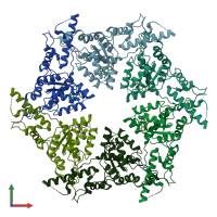 PDB entry 8vku coloured by chain, front view.