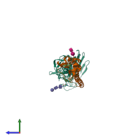 PDB entry 8vqn coloured by chain, side view.