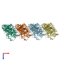 PDB entry 8vt7 coloured by chain, top view.