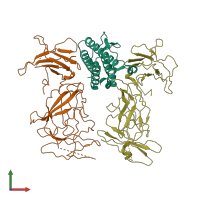 PDB entry 8vu5 coloured by chain, front view.