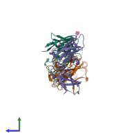 PDB entry 8vui coloured by chain, side view.