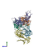 PDB entry 8vvo coloured by chain, side view.