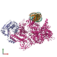 PDB entry 8vxy coloured by chain, front view.