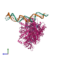 PDB entry 8vxy coloured by chain, side view.