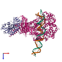 PDB entry 8vxy coloured by chain, top view.