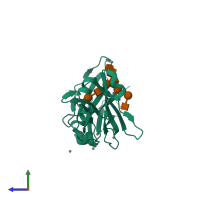 PDB entry 8w4m coloured by chain, side view.