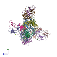 PDB entry 8w83 coloured by chain, side view.