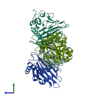 PDB entry 8w8h coloured by chain, side view.