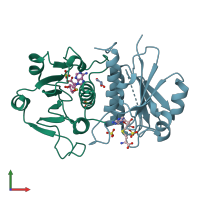 PDB entry 8w9u coloured by chain, front view.