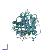 PDB entry 8w9u coloured by chain, side view.