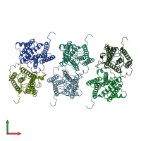 PDB entry 8w9y coloured by chain, front view.