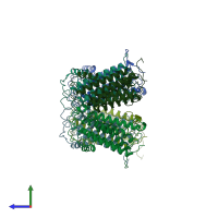 PDB entry 8w9y coloured by chain, side view.