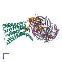 PDB entry 8wa3 coloured by chain, top view.