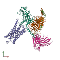 PDB entry 8wc3 coloured by chain, front view.
