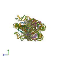 PDB entry 8wha coloured by chain, side view.