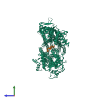 PDB entry 8wi5 coloured by chain, side view.