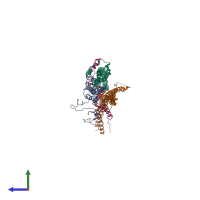 PDB entry 8wjo coloured by chain, side view.