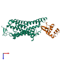 PDB entry 8wma coloured by chain, top view.