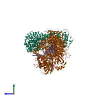 PDB entry 8wmc coloured by chain, side view.