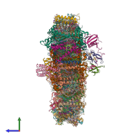 PDB entry 8wmj coloured by chain, side view.