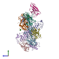 PDB entry 8wnu coloured by chain, side view.